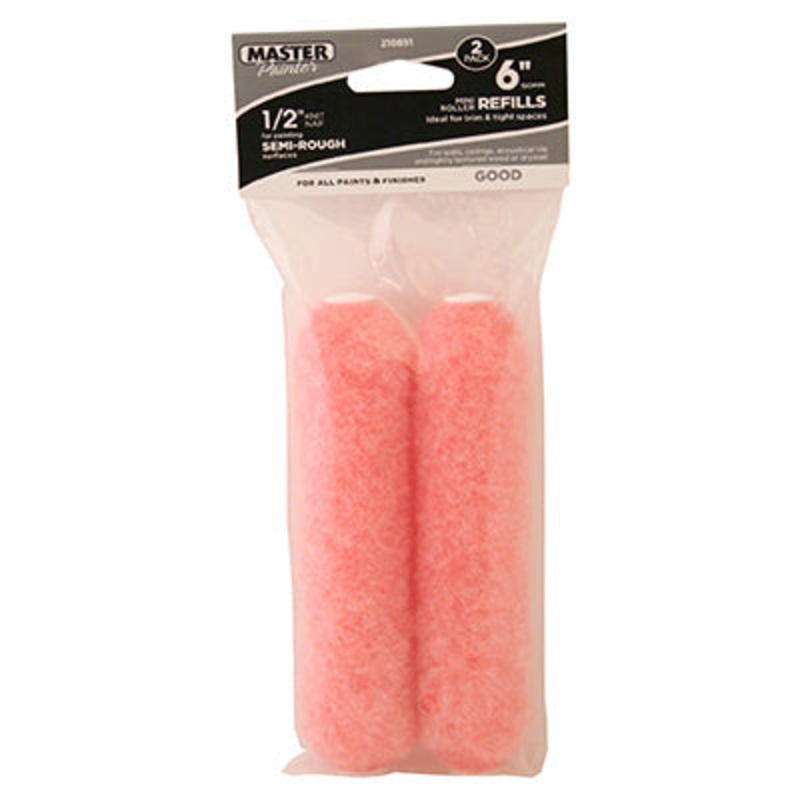 6-1/2 in. x 1/2 in. Paint Roller Covers – Pink Polyester – 2 PACK