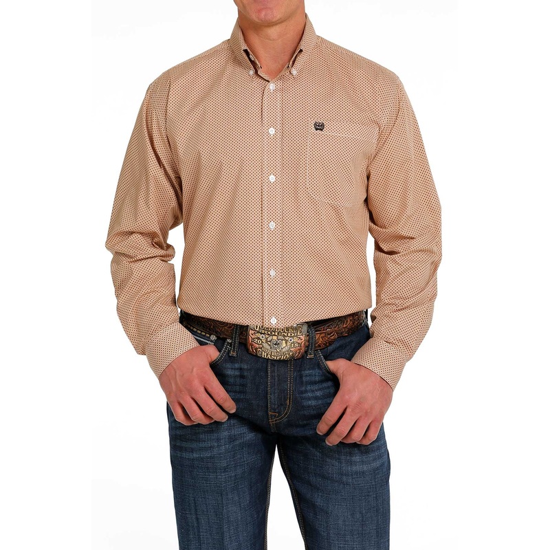 Men’s Geometric Print Button-Down Long Sleeve Western Shirt