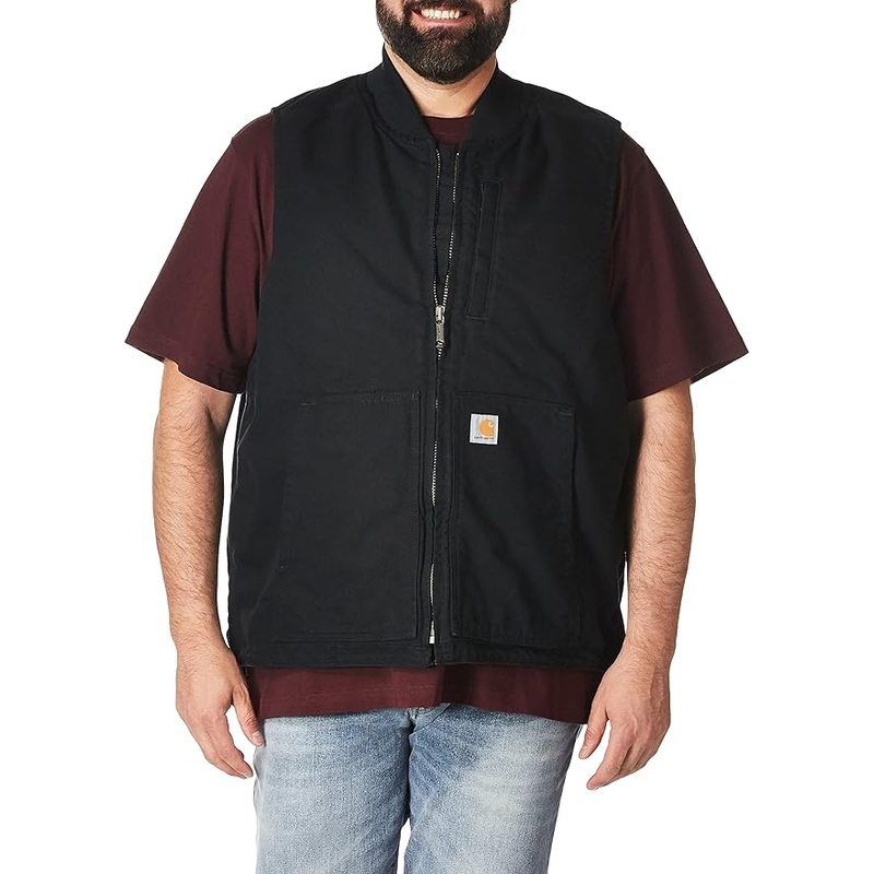 Men’s Loose Fit Washed Duck Insulated Rib Collar Vest