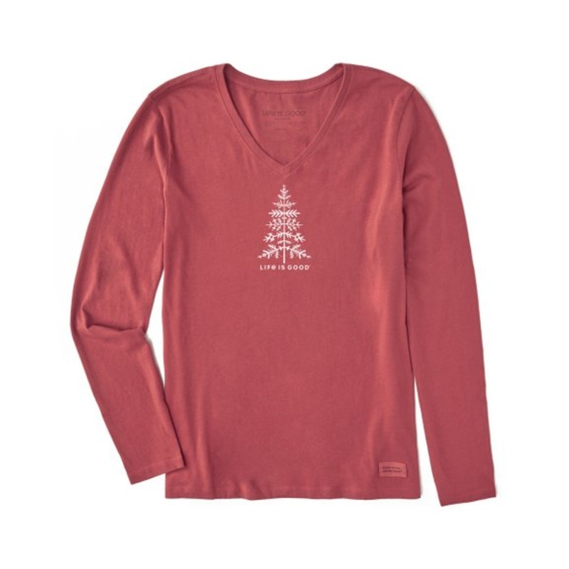 Women’s Life Is Good Winter Tree Long-sleeve V-neck Tee