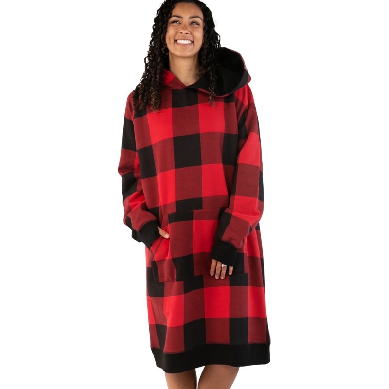 Red Plaid Sleep Hoodie|S/M|L/XL
