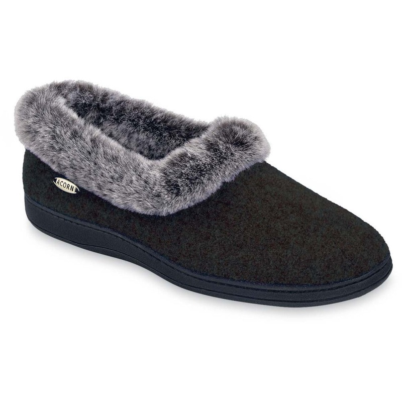 Women’s Faux Fur Chinchilla Collar Slipper With Indoor/Outdoor Sole