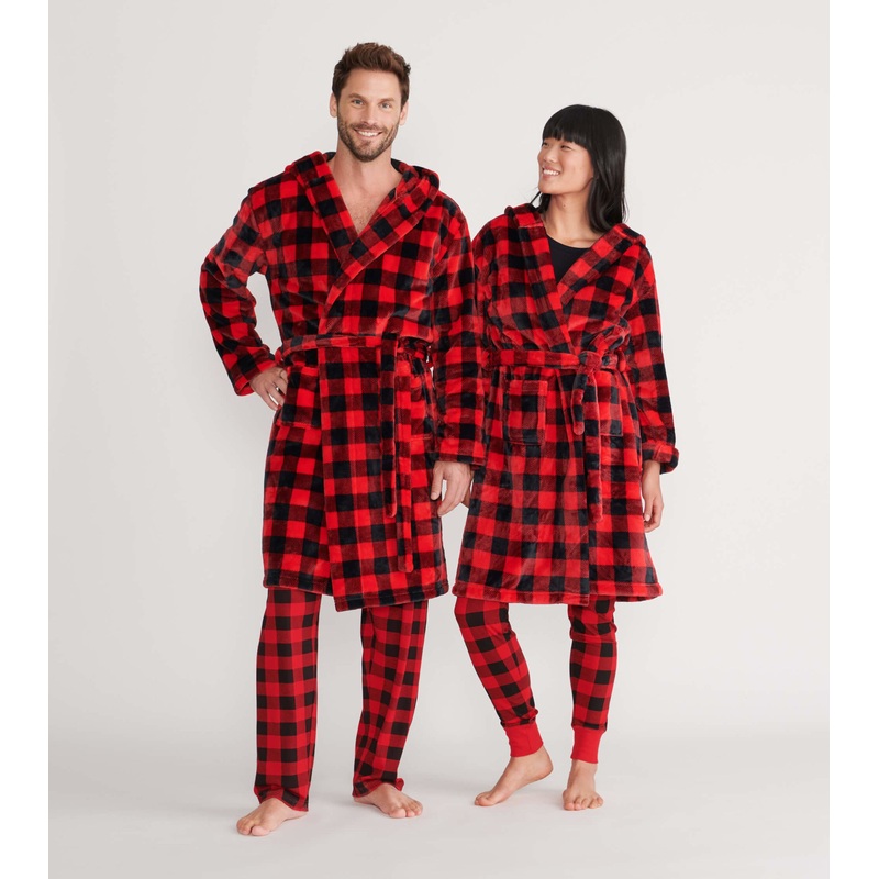 Adult Buffalo Plaid Fleece Robe