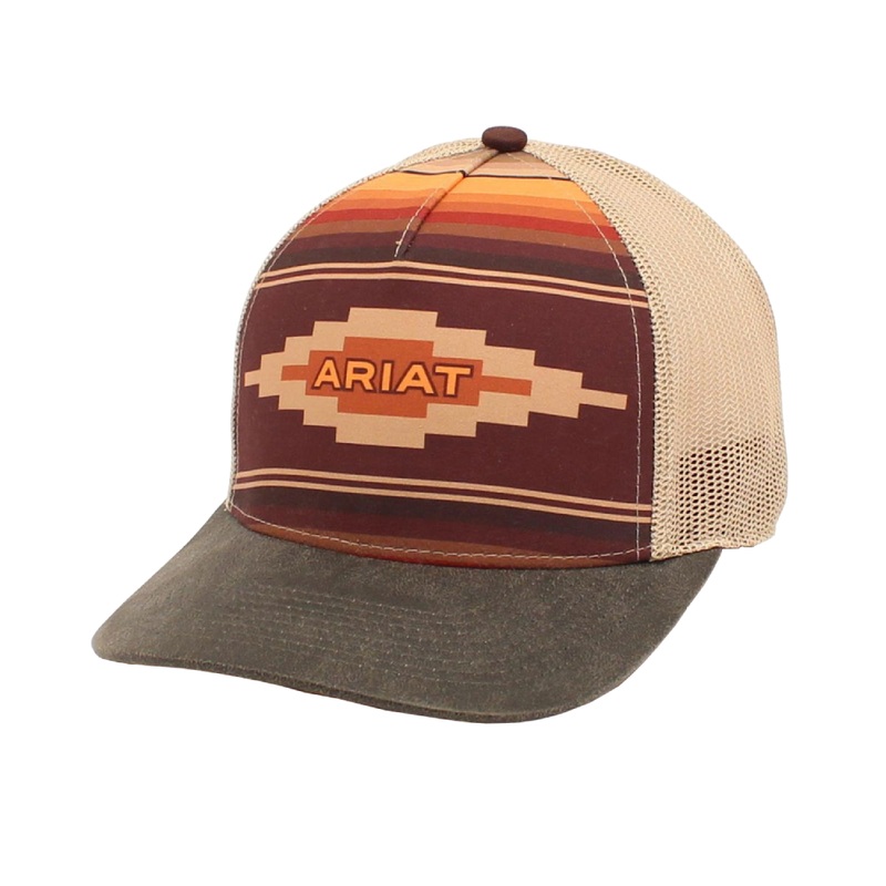 Womens Aztec Logo Cap|Tan / Burgundy / Orange|OS
