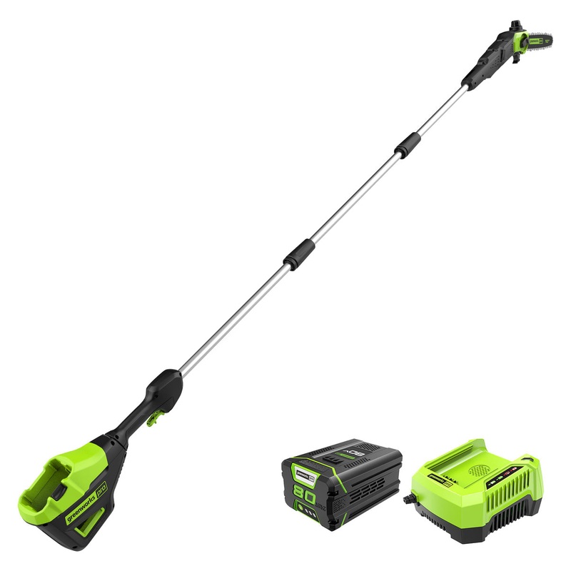 Pro 80V 10-inch Cordless Battery Pole Saw with 2.0 Ah Battery & Rapid Charger