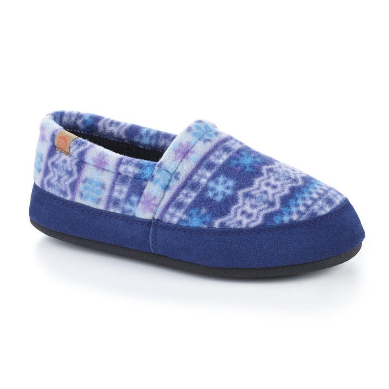 Women’s Fleece Moc Slippers|Icelandic Blue|Wooly Stripes|Small|Medium|Large|X-Large